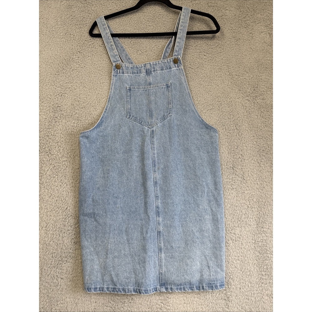 Twik Simon‎ Overall Skirt Denim Jean Women Size Large Blue Cotton Vintage Pocket
